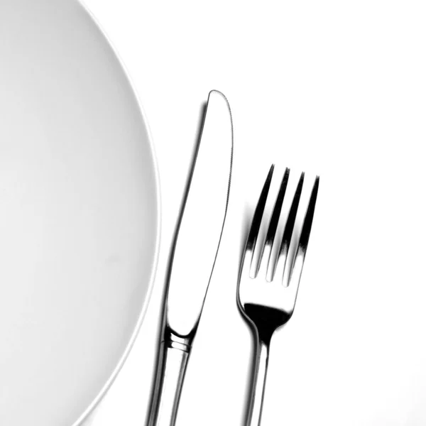 Plattan gaffel kniv — Stockfoto