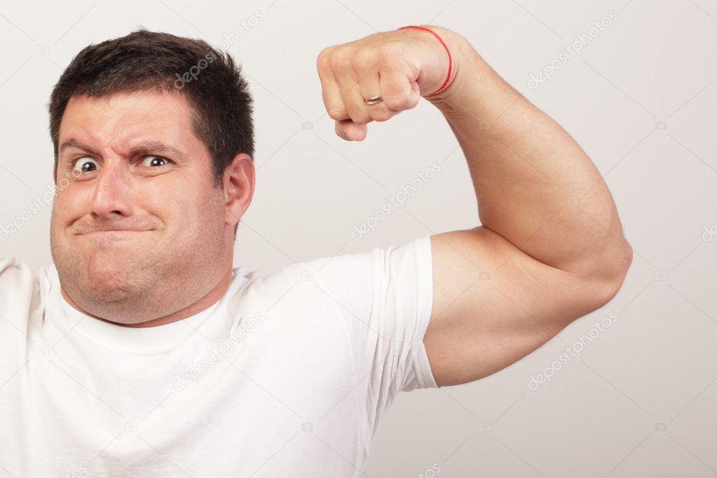 Man flexing his arm
