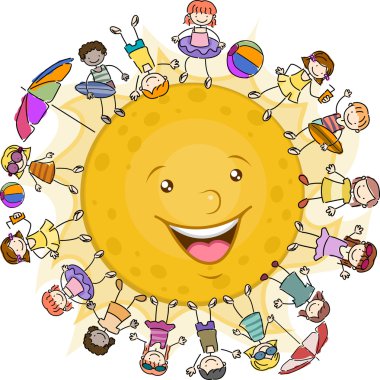 Kids Surrounding the Sun clipart