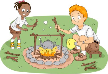Kid and Teacher Boiling Water clipart