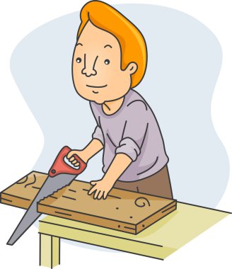 Man Sawing Wood clipart