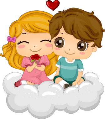 Kids Sitting on Clouds clipart
