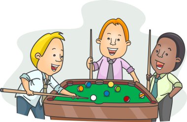Men Playing Billiards After Work clipart