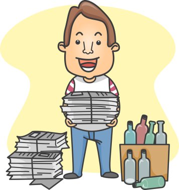 Man Organizing Things for Recycling clipart