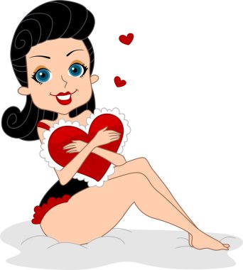 Girl Hugging Pillow clipart