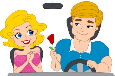 Couple in a Car clipart