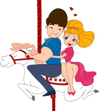 Couple in a Carousel clipart