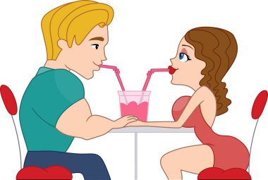 Couple Sharing a Drink clipart