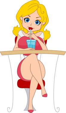 Girl Having a Drink clipart