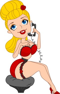 Girl Making a Call clipart