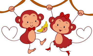 Monkey Couple clipart