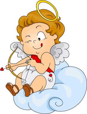 Baby Cupid Preparing to Shoot clipart