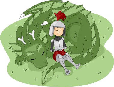 Knight and Dragon clipart