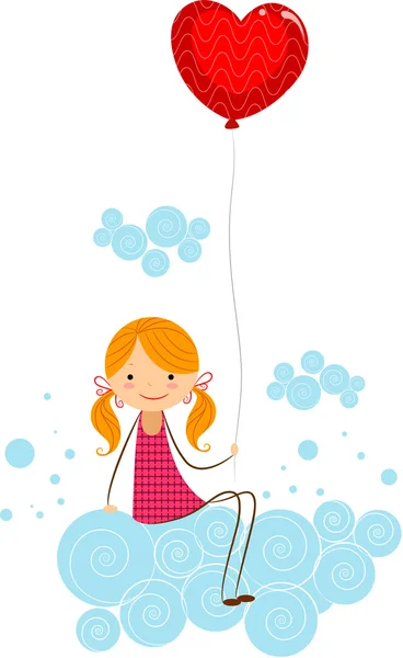 Dívka držící balónek — Stock fotografie