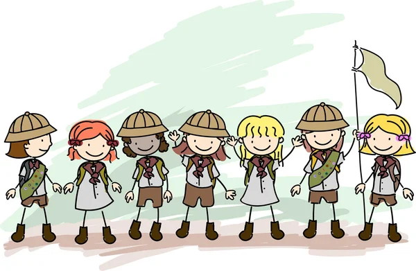 Chica scouts garabato — Foto de Stock