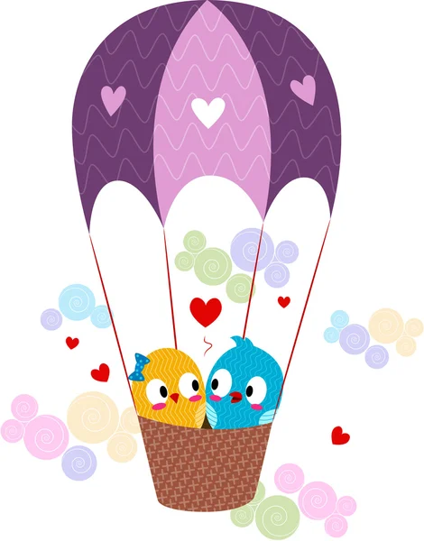 Lovebirds em um balão de ar quente — Fotografia de Stock