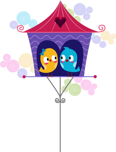 Lovebirds in a Birdhouse — Stock Photo, Image