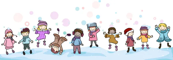 Zimą dzieci — Zdjęcie stockowe