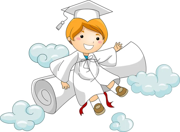 Kid rusten tegen diploma — Stockfoto