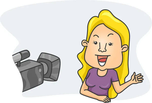 Chica delante de una cámara — Foto de Stock