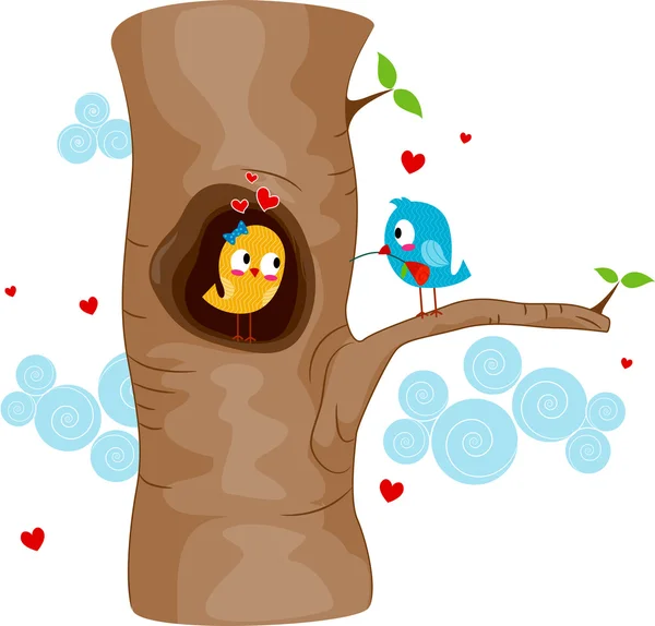 Aves enamoradas en un árbol —  Fotos de Stock
