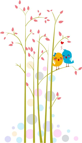 Lovebirds on a Tree — Stock Photo, Image