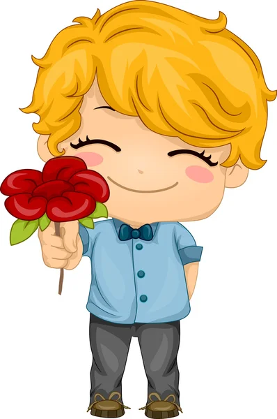 Boy Presenting a Flower — Stock Photo, Image