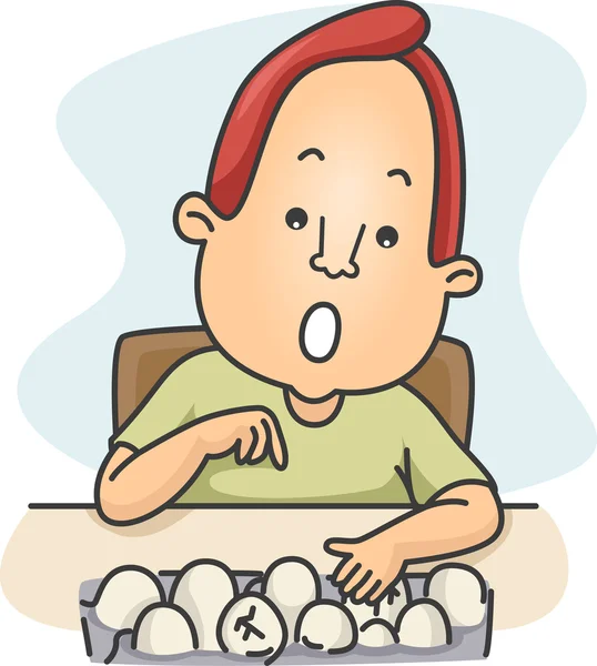 Uomo che conta le uova — Foto Stock