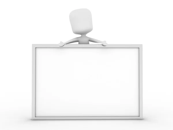 Mann präsentiert eine weiße Tafel — Stockfoto