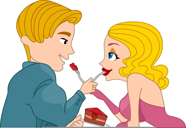 Couple Eating Cake — Stock Photo, Image