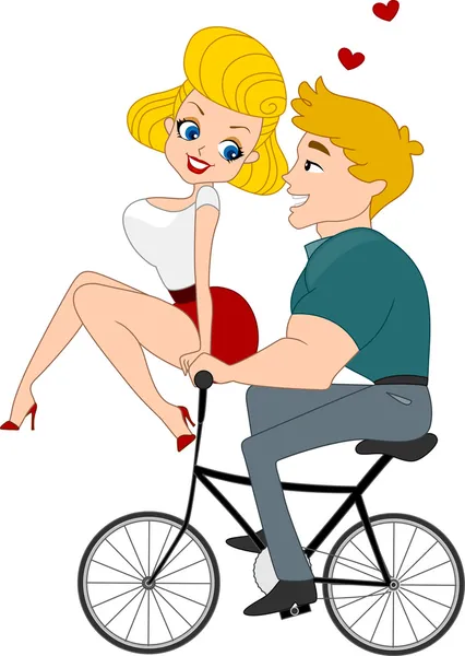 Ζευγάρι σε ένα ποδήλατο — Φωτογραφία Αρχείου