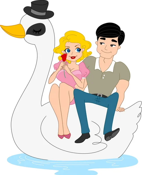 Couple on a Swan — Stock Photo, Image