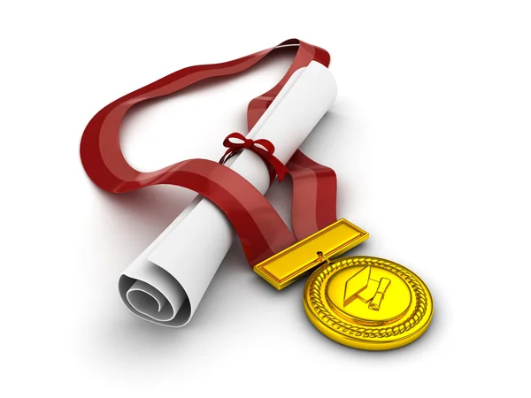 Diploma en medaille — Stockfoto