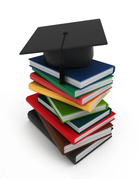 Books and Graduation Cap — Stock Photo, Image
