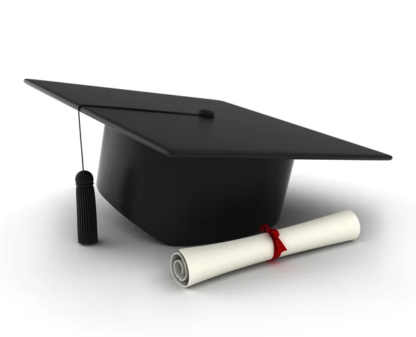 Graduation Cap and Diploma — Stock Photo, Image
