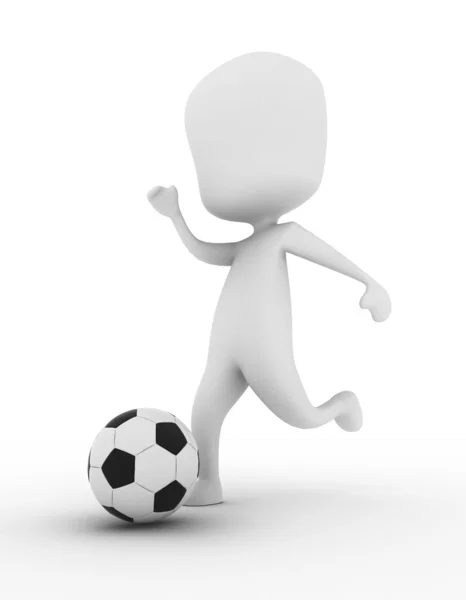 Człowiek kopie piłkę nożną — Zdjęcie stockowe