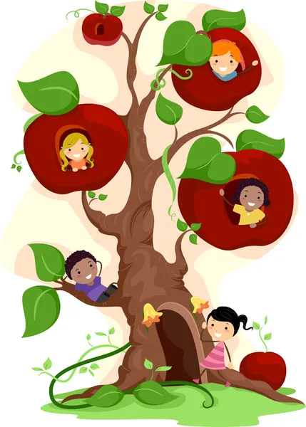 Bambini dell'albero di mele — Foto Stock