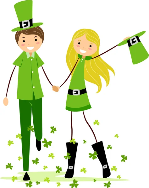 Çift Saint Patrick'ın gün kostümleri — Stok fotoğraf