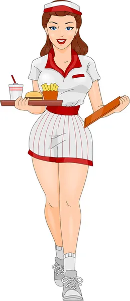 Pin-up girl serveerster — Stockfoto