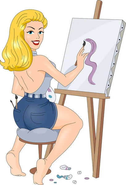 Pin-up Girl Painting — Stock Photo, Image