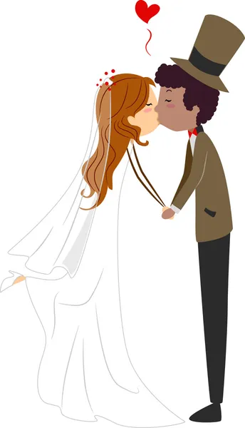 Interracial Wedding Kiss — Stock Photo, Image