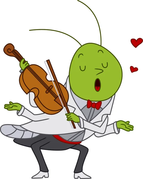Кузнечик, играющий на скрипке — стоковое фото