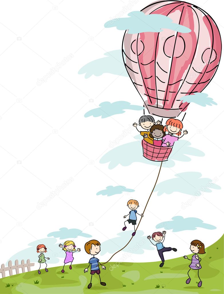 Kids Playing with a Hot Air Balloon