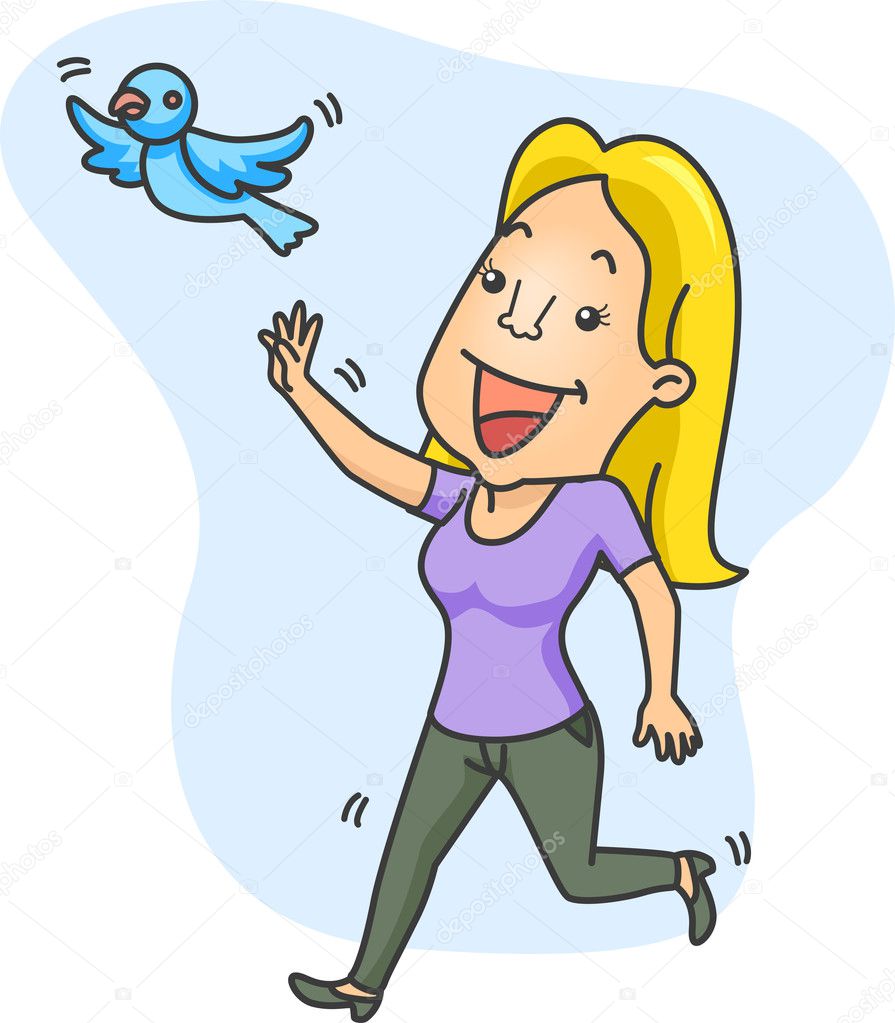 Girl Chasing Bird