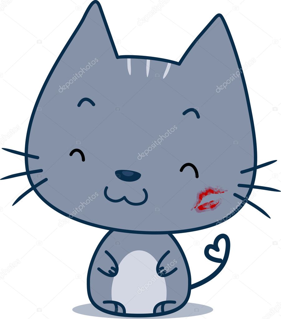 Cat Kiss Cartoon