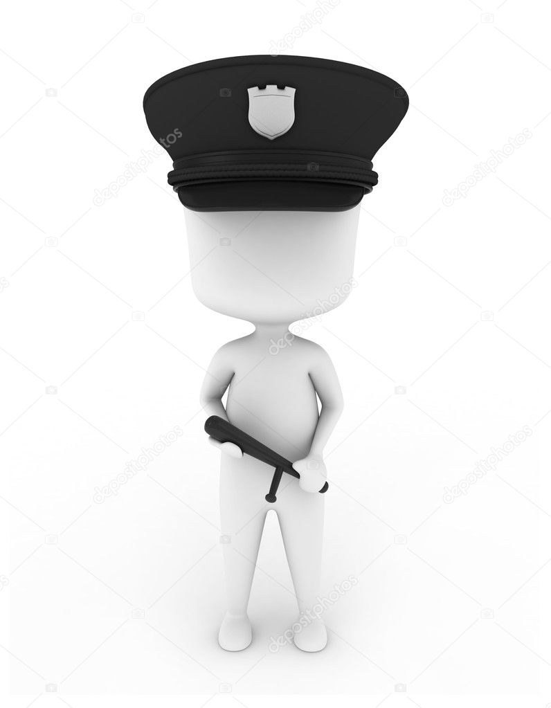 Cop on a white background