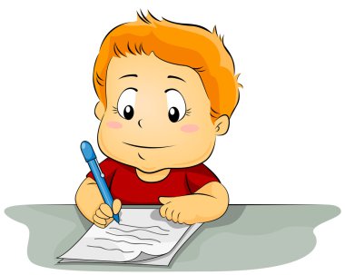 Kid Writing on Paper clipart