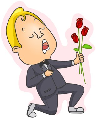 Man Giving Flowers clipart