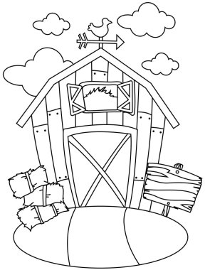 Line Art Barn House clipart