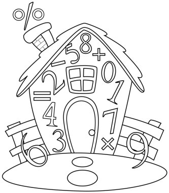 Line Art Math House clipart